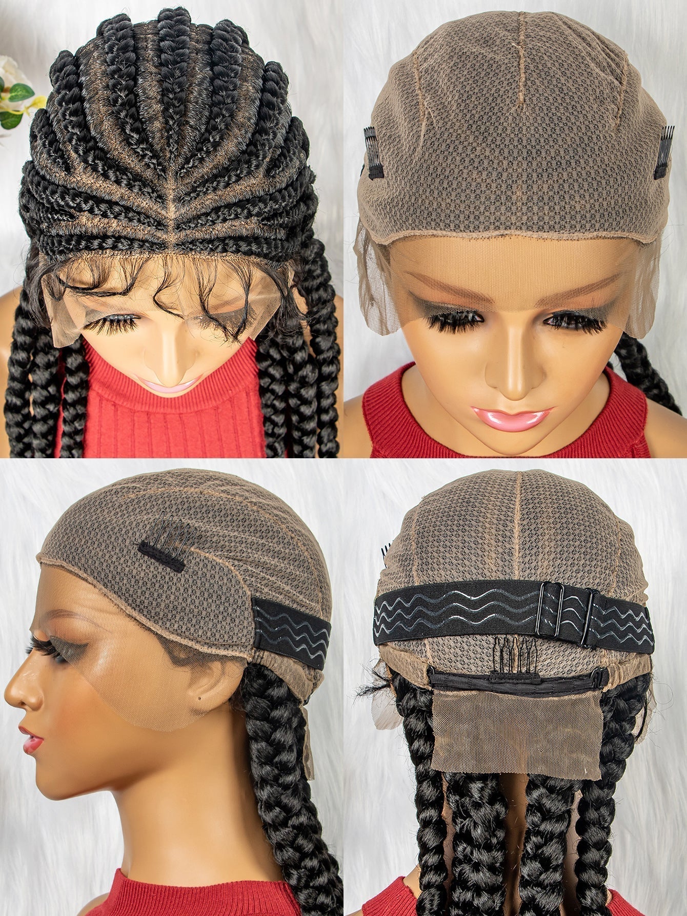 100% Hand-Braided LACE Braided Wigs-1-4
