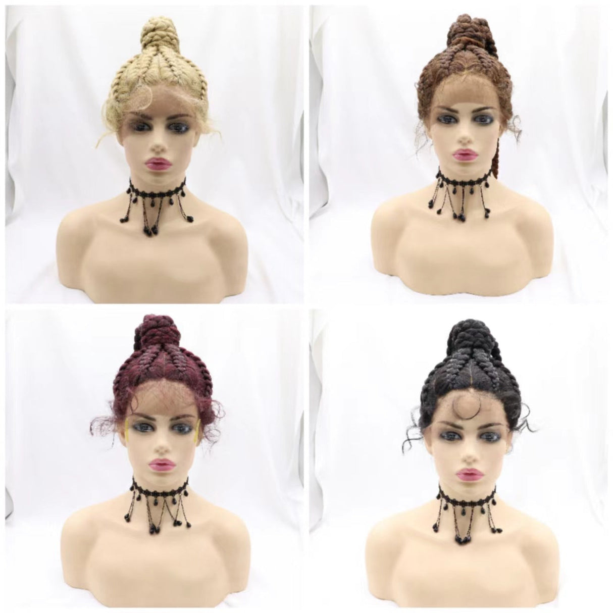 100% Hand Braid Cornrow Braids Lace Frontal Wig-1-1