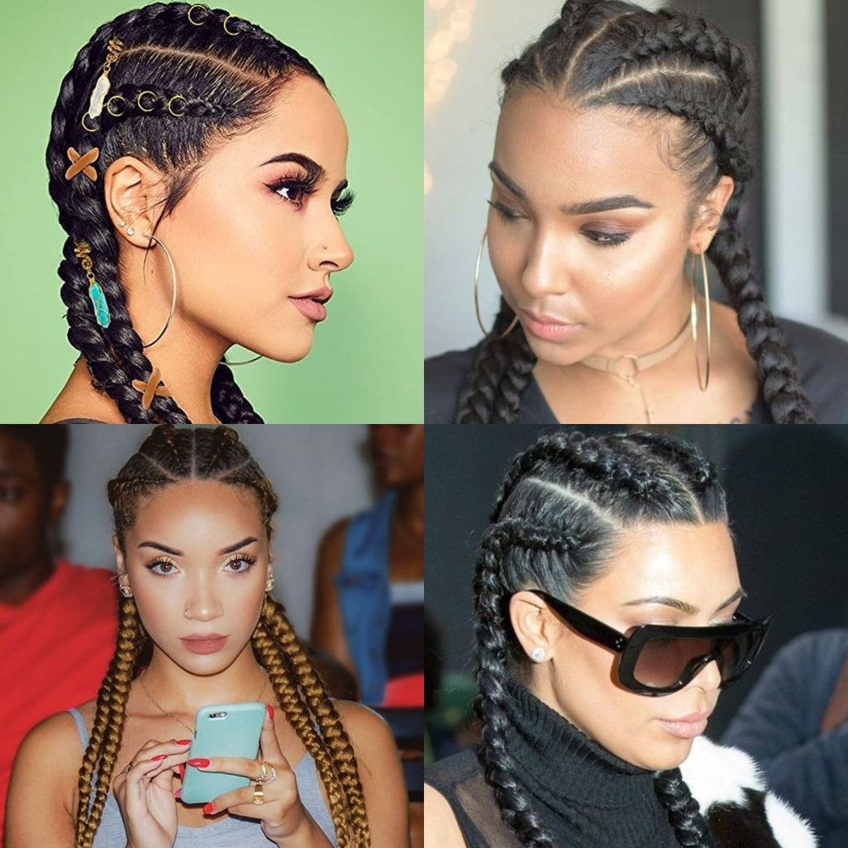 100% Hand Braid Cornrow Braids Lace Frontal Wig-2-1