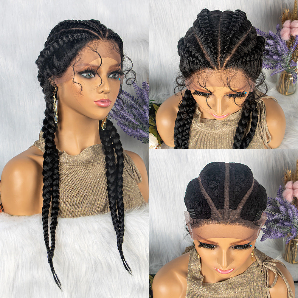 100% Hand Braid Cornrow Braids Lace Frontal Wig-2-3