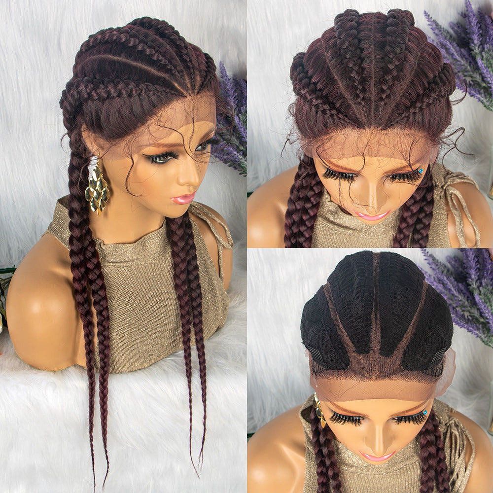 100% Hand Braid Cornrow Braids Lace Frontal Wig-2-6