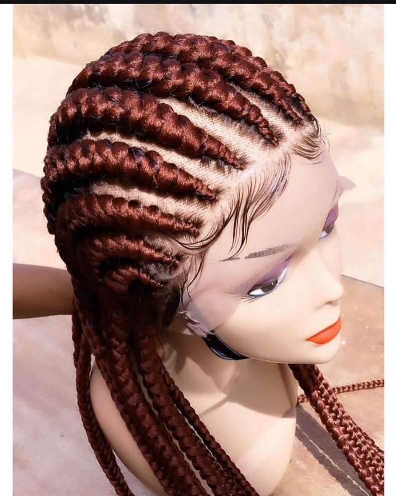 100% Hand Braided Cornrow Kinky Twist Wigs-3
