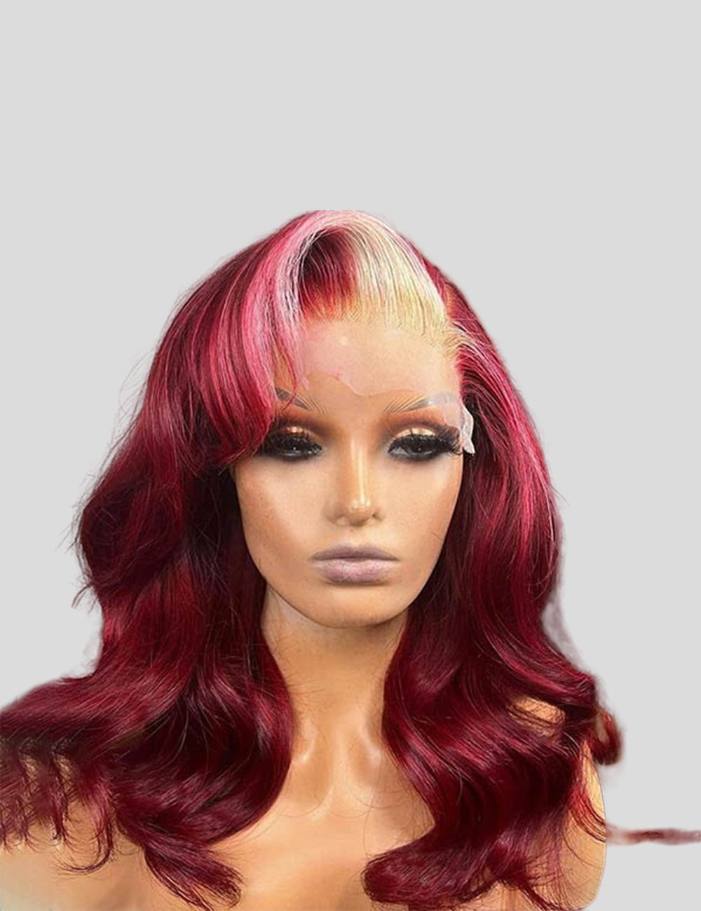 13x4 Lace Front Wigs Body Wave HD Transparent Lace Wigs 99J Burgundy with 613 Blonde Highlight Wigs-3