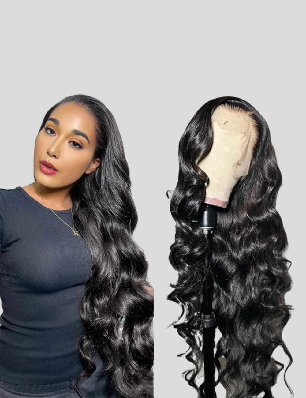 13x6 Lace Front Wigs Glueless Body Wave Human Hair Wig 40 Inch 180% Density HD Transparent Lace Wigs
