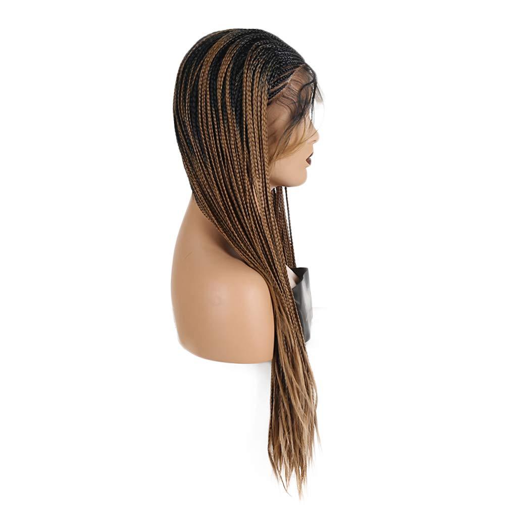 18" Black Root Ombre Brown Synthetic Wig Long Hand Braided Wig-2