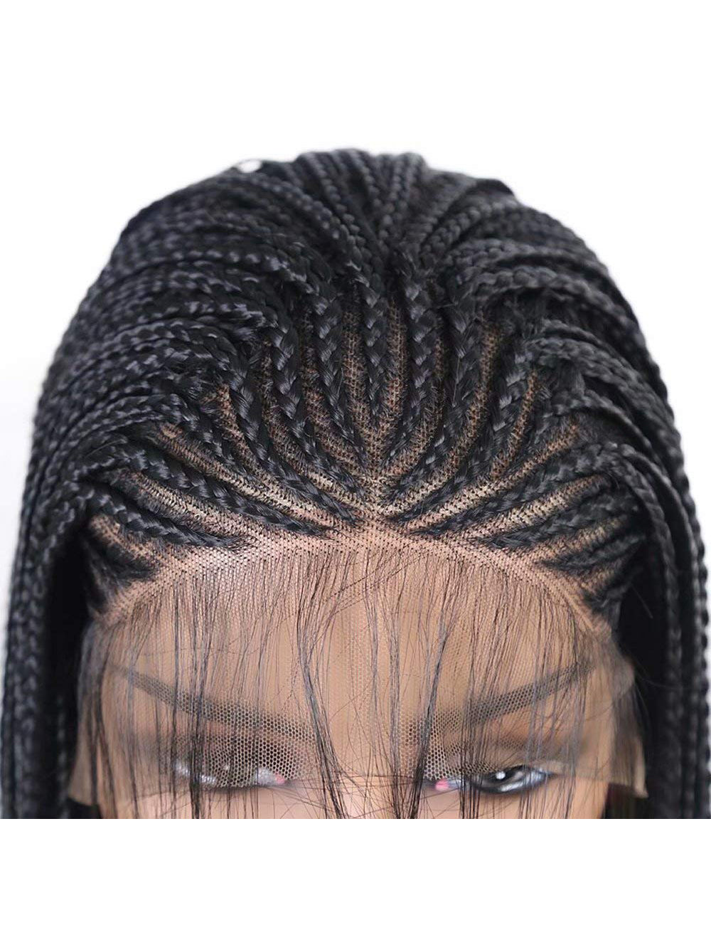 18 Inch Lace Front Hand Braided Black Box Braided Wigs-2