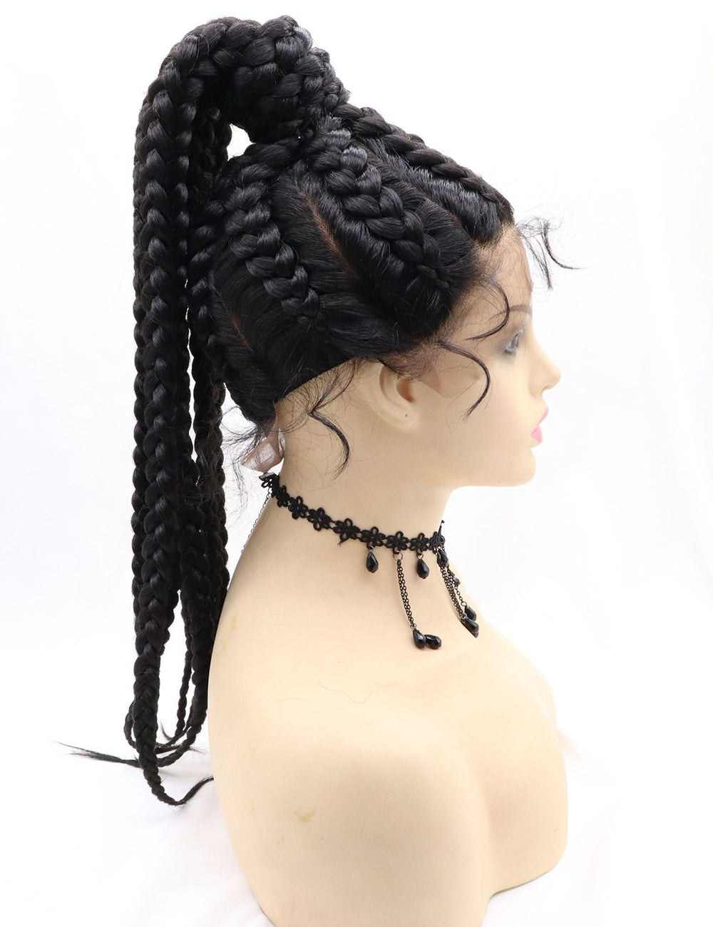 22 Inch Hand Braid Cornrow Braids Lace Front Wigs-10
