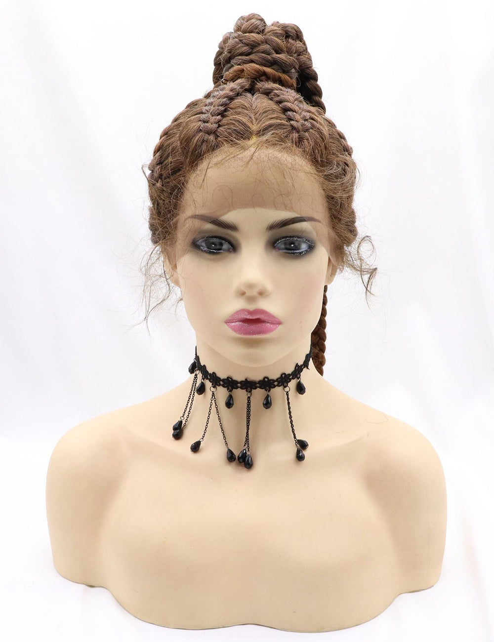 22 Inch Hand Braid Cornrow Braids Lace Front Wigs-5