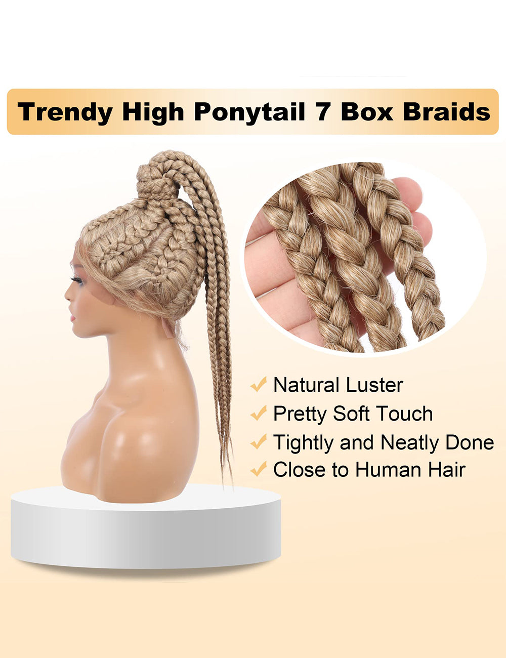 22 Inch Hand Braid Cornrow Braids Lace Front Wigs-7