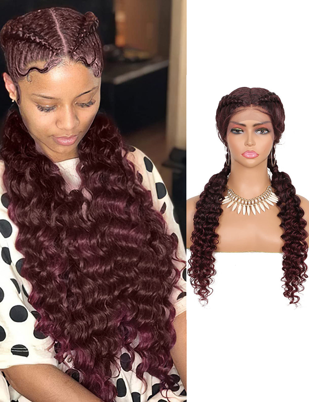 24 INCH Lace Front Curls Cornrow Braided Wigs-4