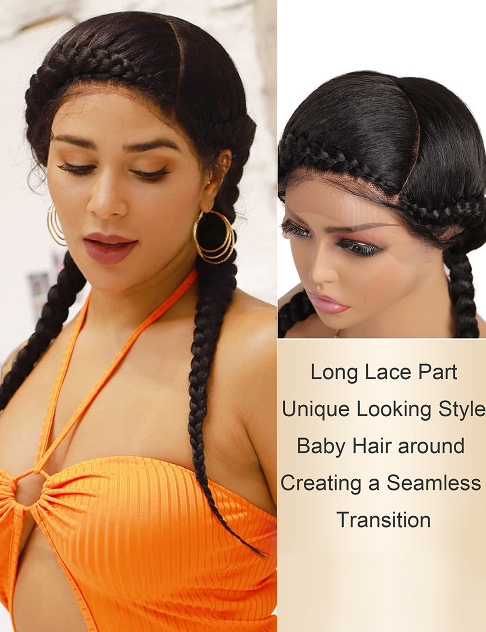 24 INCH Lace Front Hand Cornrow Braided-1