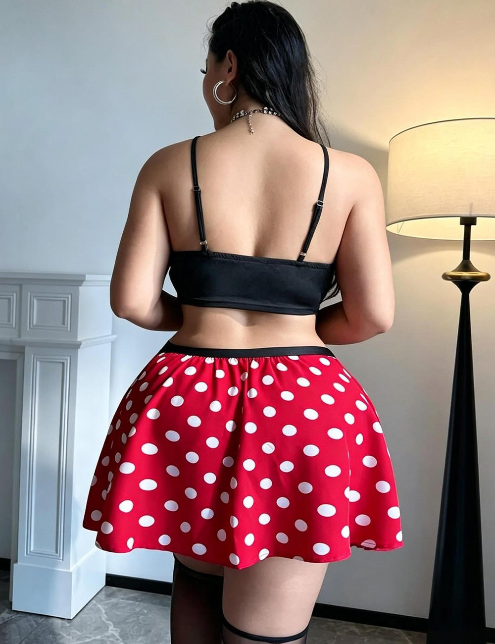 Plus Size Polka Dot Mouse Costume Lingerie Set
