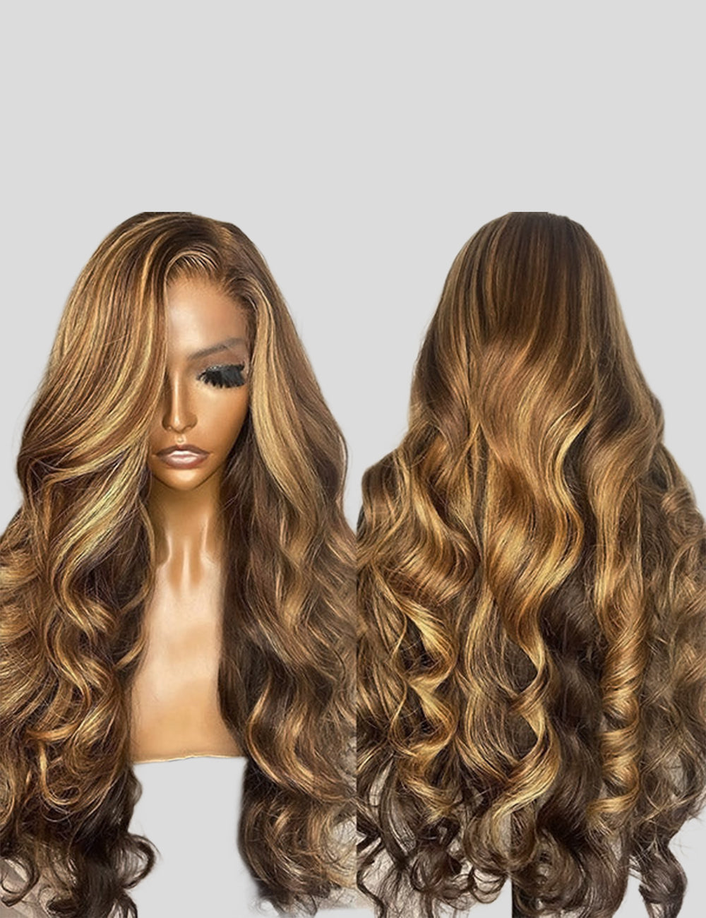 250% Density Balayage Highlight Lace Wigs Body Wave Lace Front Wigs With Baby Hair-3