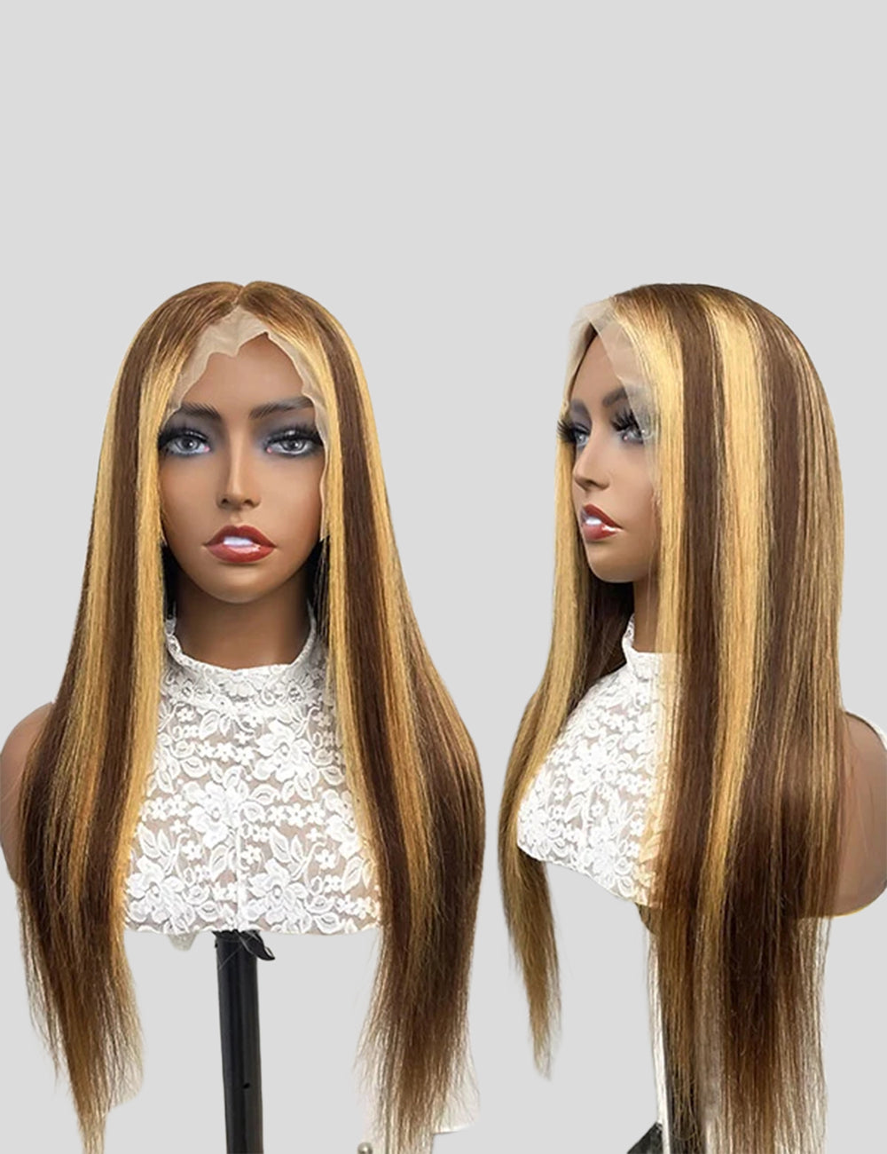 32 inch Balayage Highlight Hair 13x4 Frontal Lace Wigs Straight Pre Plucked Human Hair Wigs-3