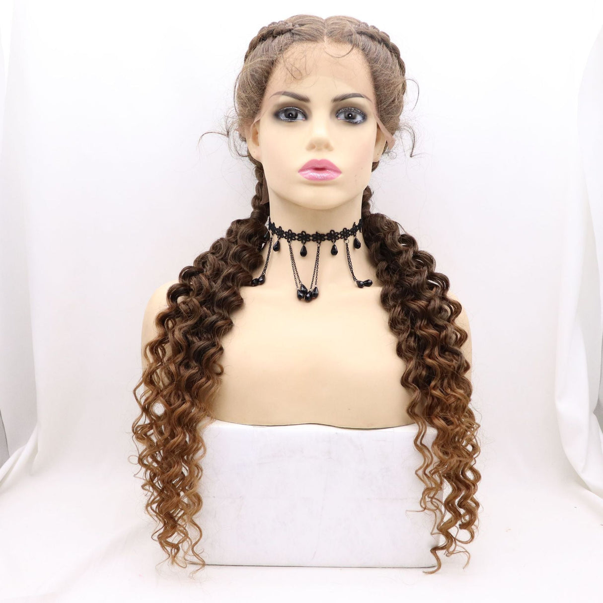 Two Strands Braided Hand-woven 360 Lace Braid Wigs