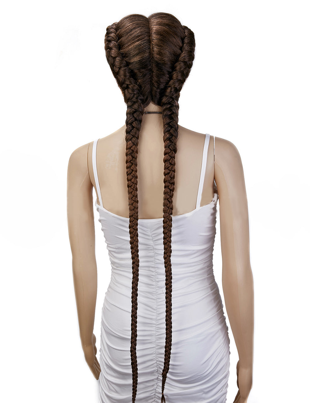 36 Inch Lace Front 2 Dutch Braids Cornrow Braided Wigs-17