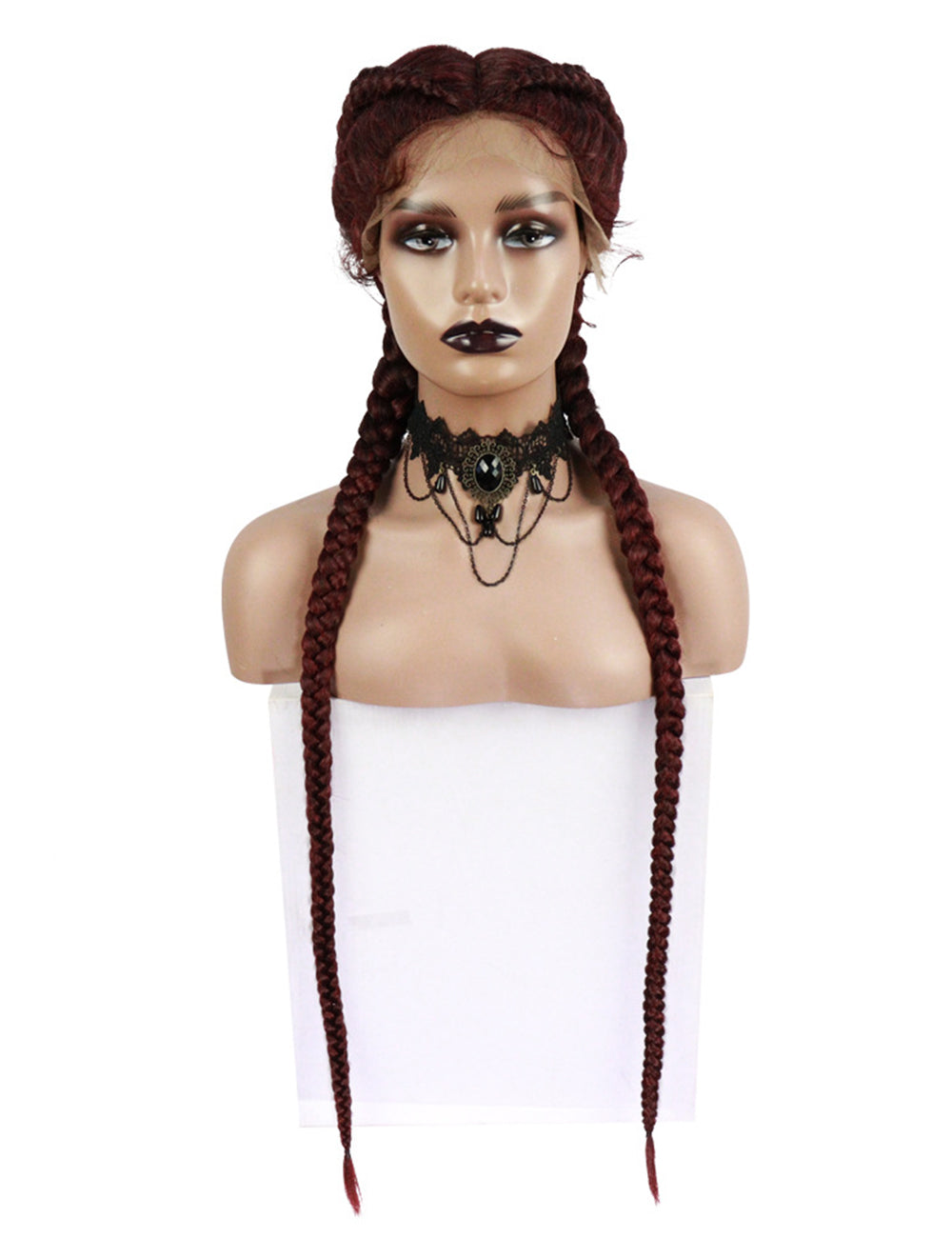 36 Inch Lace Front 2 Dutch Braids Cornrow Braided Wigs-8