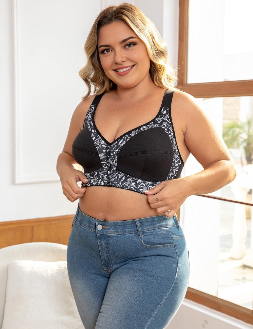 8XL Women Plus Size Frontal Seamless Printed Bra | PRUSES - PRUSES