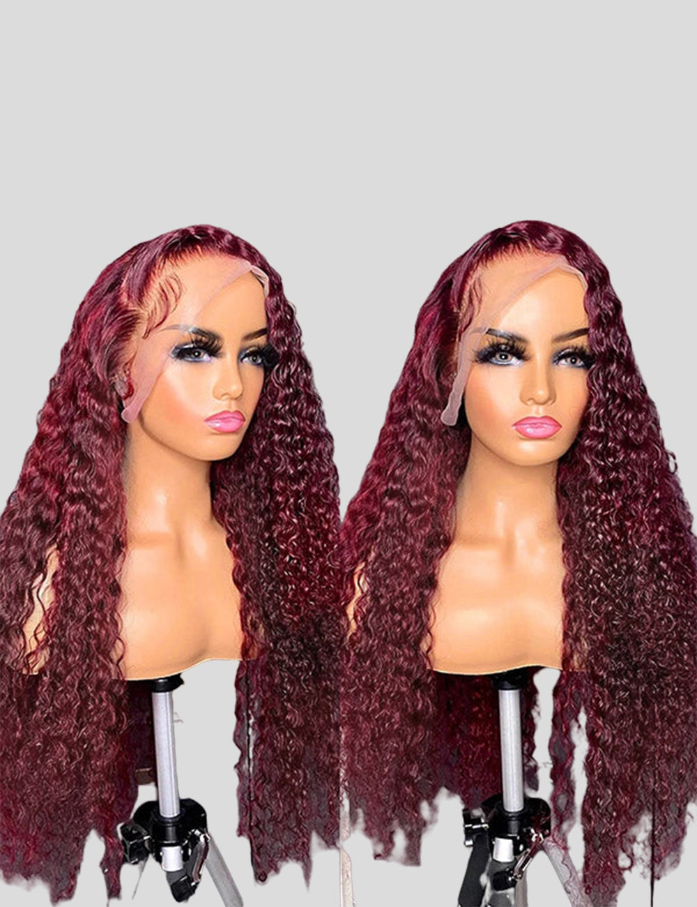 99J Burgundy Lace Wig Curly 13x4 Frontal Lace Wigs Pre Plucked Human Hair Wigs-4