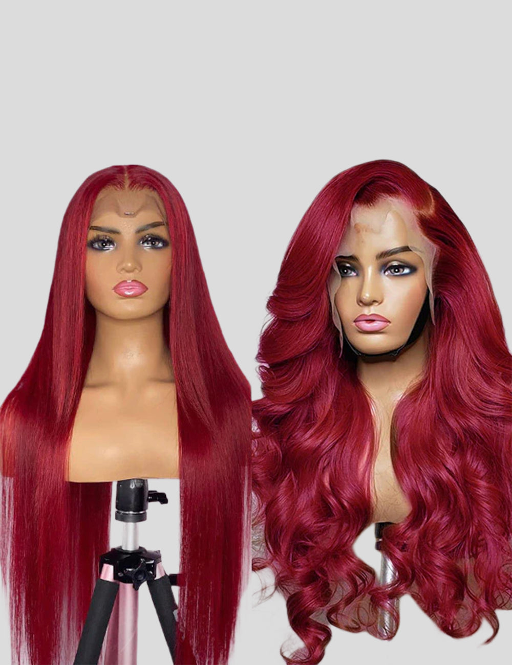 99J Lace Front Wig Burgundy Human Hair Wig Transparent HD Lace Wig Straight and Body Wave Human Hair Wigs-1