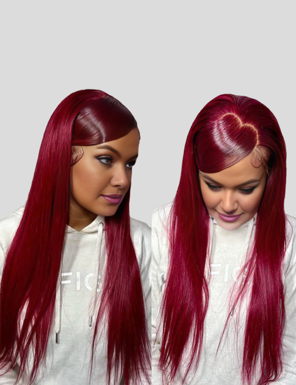 99J Lace Front Wig Burgundy Human Hair Wig Transparent HD Lace Wig Straight and Body Wave Human Hair Wigs-2