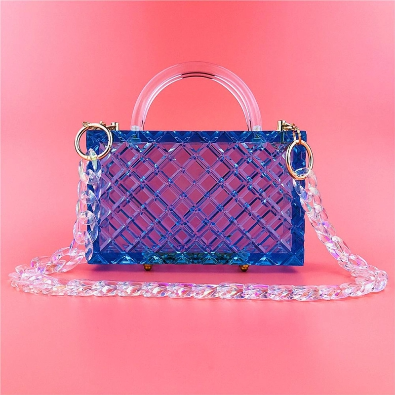 Acrylic Bubble Top Handle Clear Clutch Bag With Transparent Chain-8