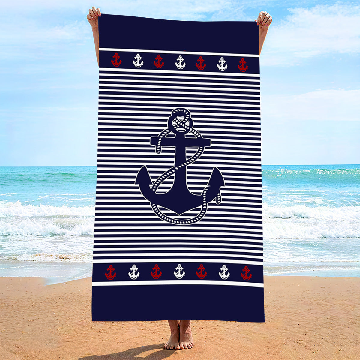 Anchor Print Beach Swimming Towel | PRUSES