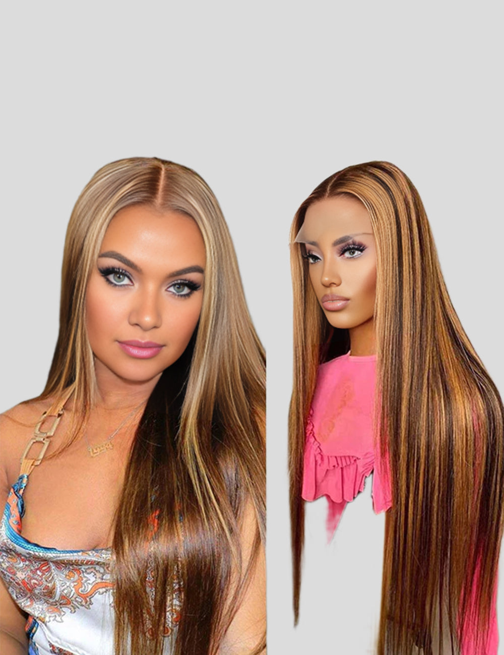 Balayage Highlight Wig Glueless Straight Human Hair Wigs 13x4 Lace Frontal Wig