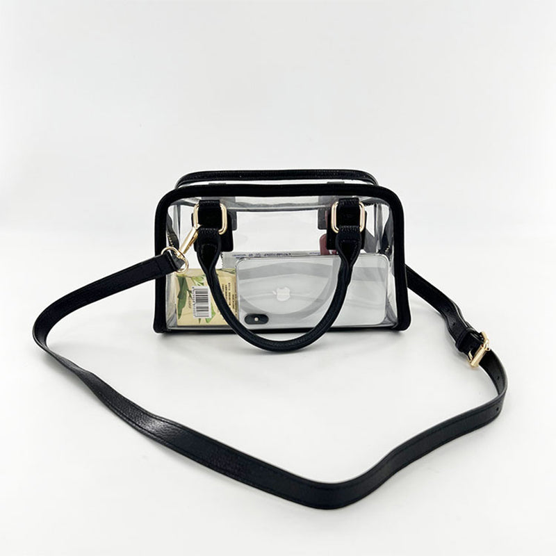 Black Clear Top Handle Crossbody Purse Transparent Jelly Bags| PRUSES-2