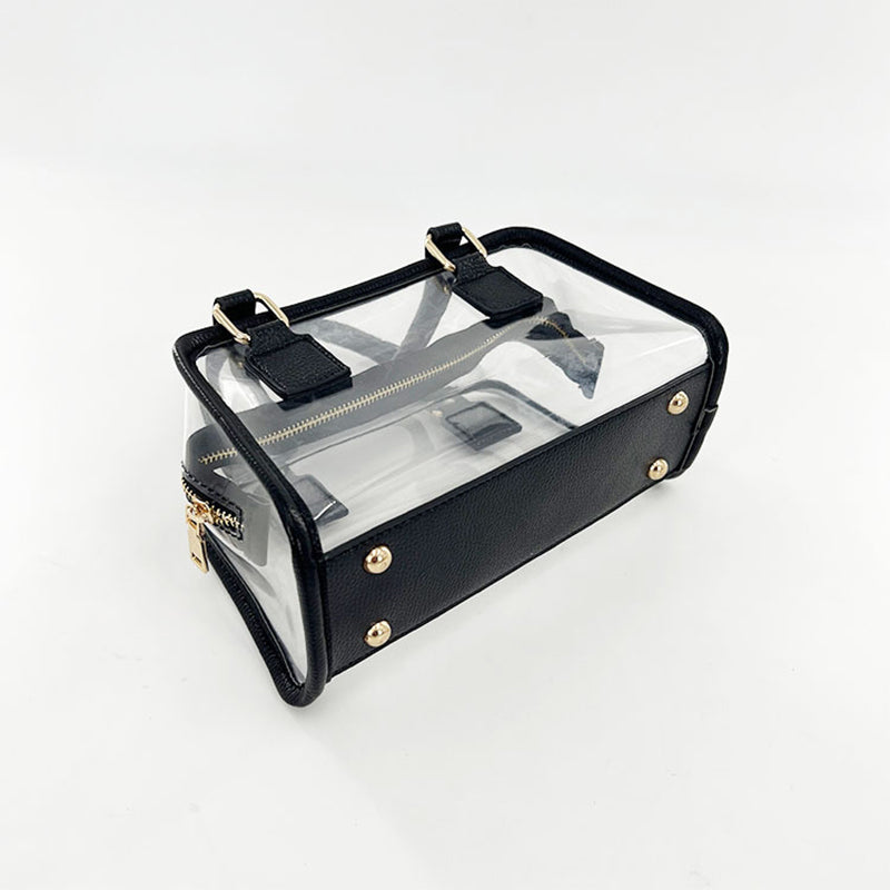 Black Clear Top Handle Crossbody Purse Transparent Jelly Bags| PRUSES-4