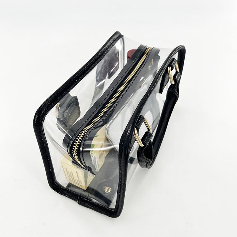 Black Clear Top Handle Crossbody Purse Transparent Jelly Bags| PRUSES-5