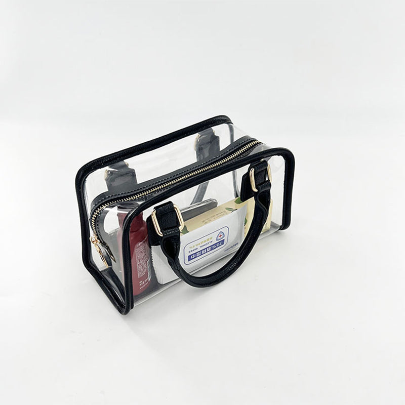 Black Clear Top Handle Crossbody Purse Transparent Jelly Bags| PRUSES-7