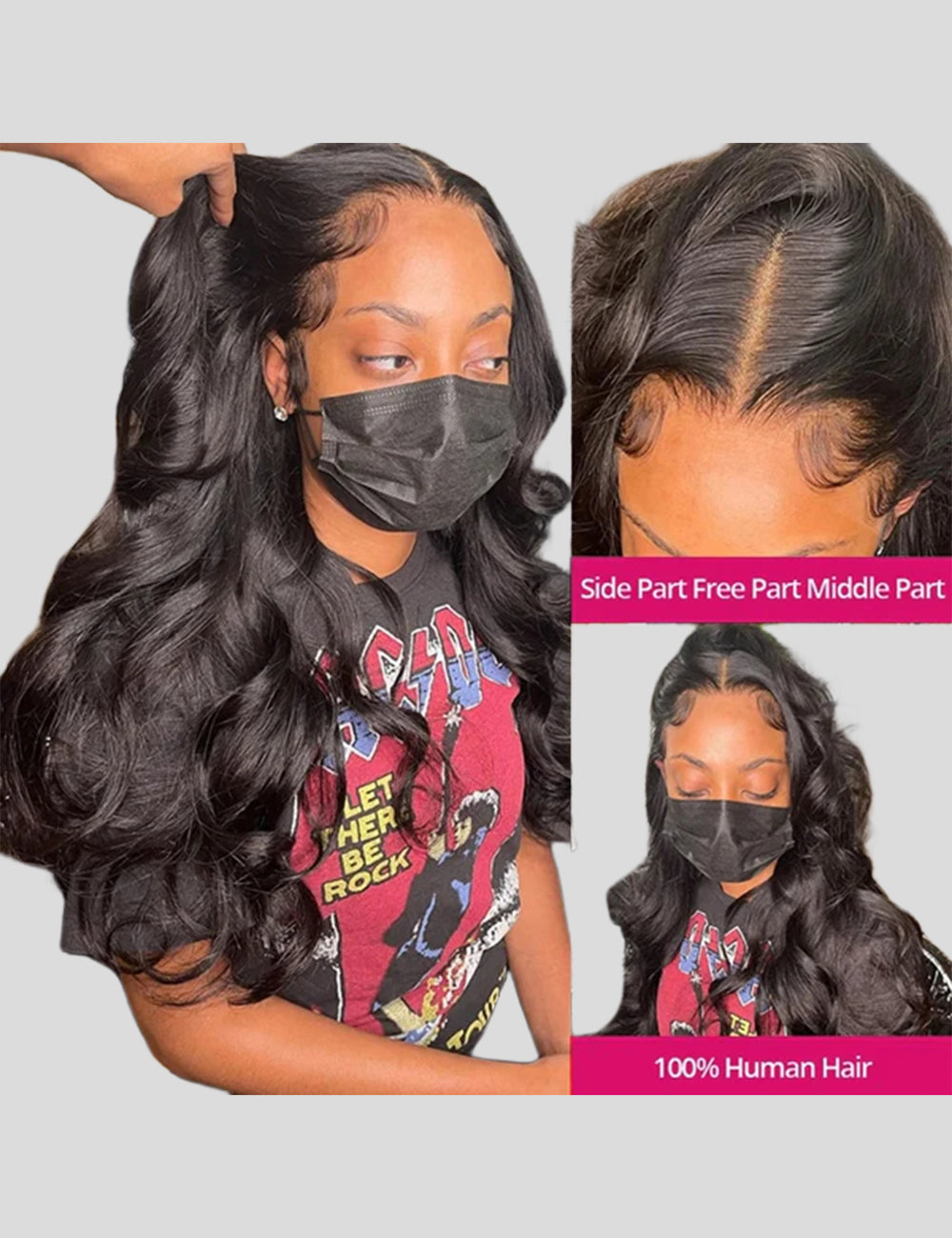 Black Pre Plucked Glueless Body Wave 13x4 Lace Frontal Wig-1