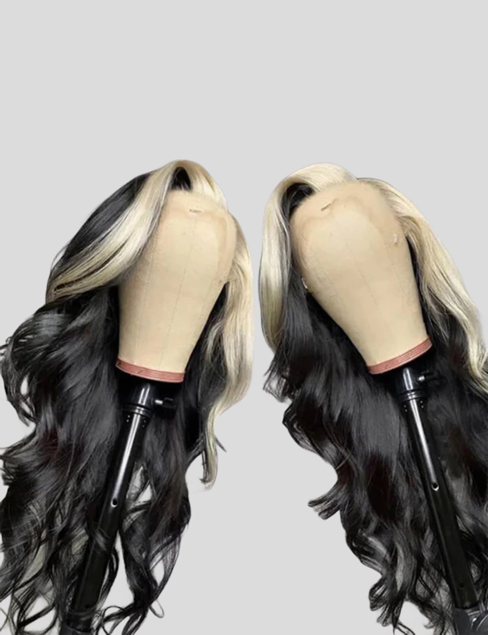 Blonde Skunk Stripe Lace Wig 13x4 Lace Front Wig Straight Glueless Human Hair Wigs Highlight Body Wave Wig-6