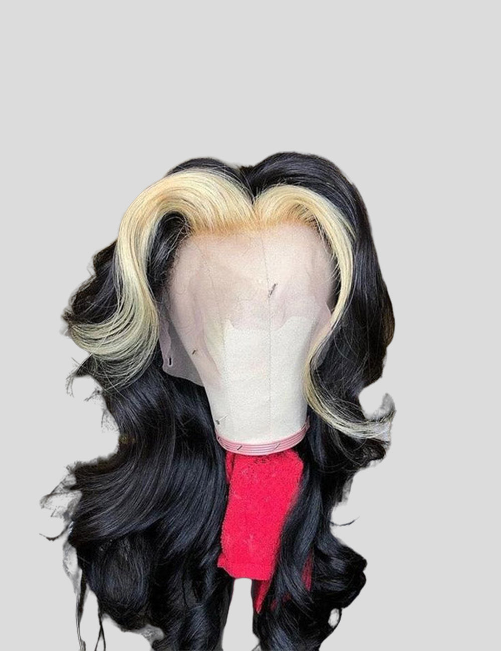 Blonde Skunk Stripe Lace Wig 13x4 Lace Front Wig Straight Glueless Human Hair Wigs Highlight Body Wave Wig-7