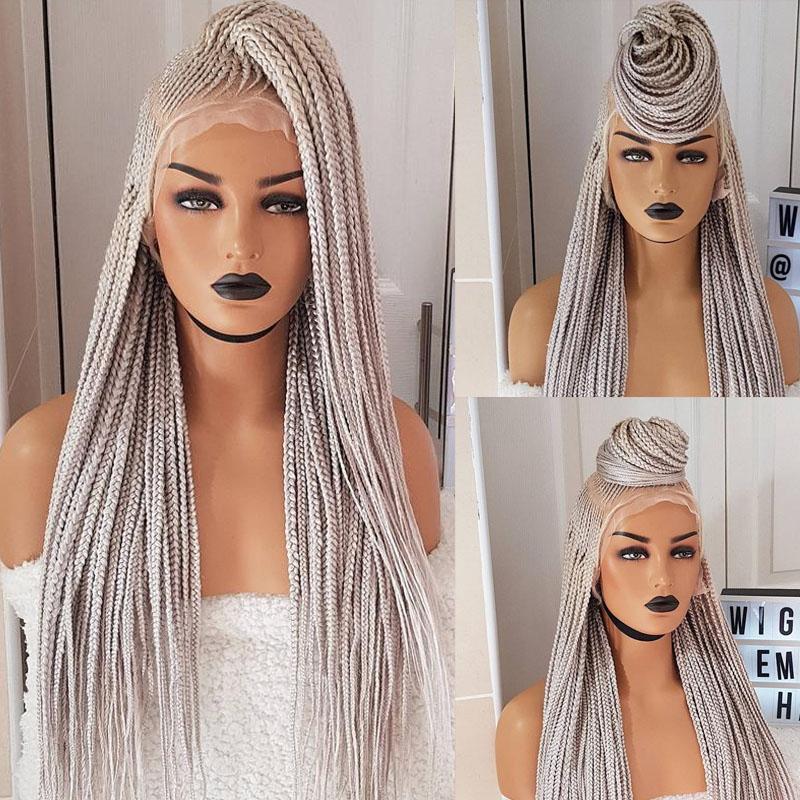 Braided Wig Cornrow White Platinum Blonde Braid Wig