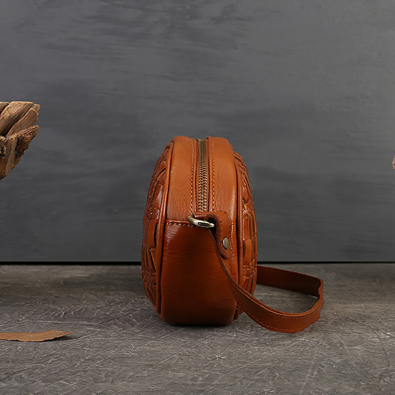 BrownGenuineLeatherEllipseWovenBagMiniCrossbodyBagsPRUSES_3