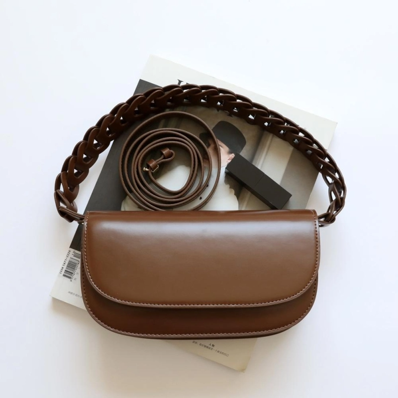 Brown Genuine Leather Flap Shouler Bags Purse | PRUSES