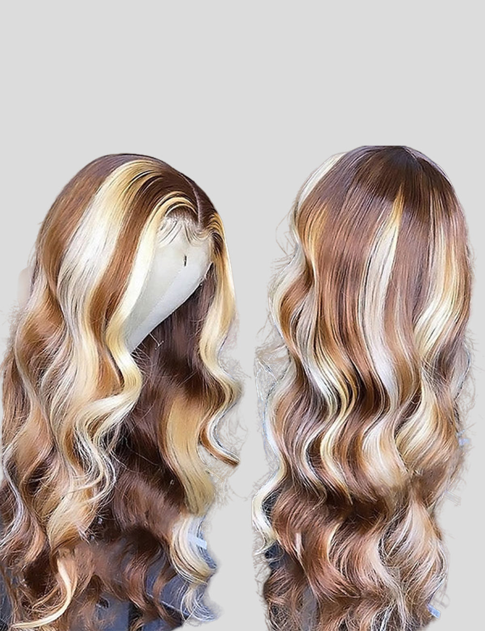 Brown Wig With Blonde Highlights P4/613 Colored Wigs 13x4 HD Lace Front Wigs Long Body Wave Human Hair-1