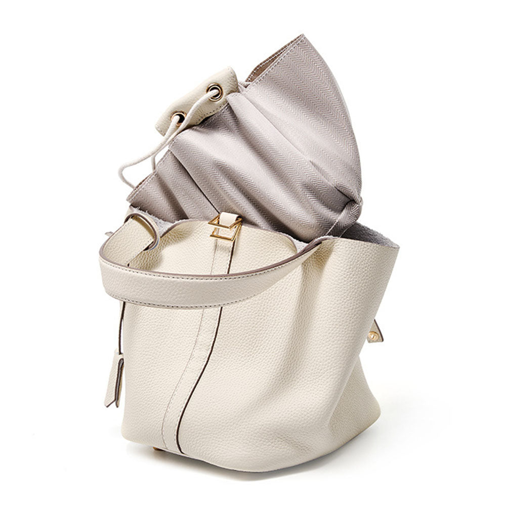 Bucket Bag Vegetable Basket Leather Handbag |PRUSES-2