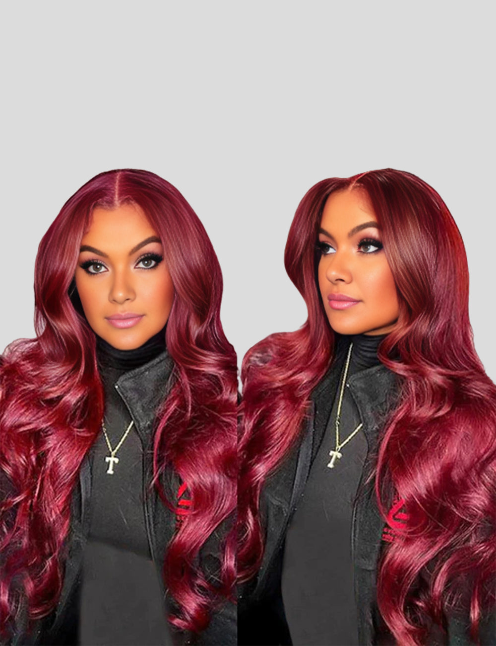 Burgundy Lace Front Wigs 99J Body Wave Wear and Go Wig Colored Glueless Human Hair Wig Invisible Knots Pre Plucked-1