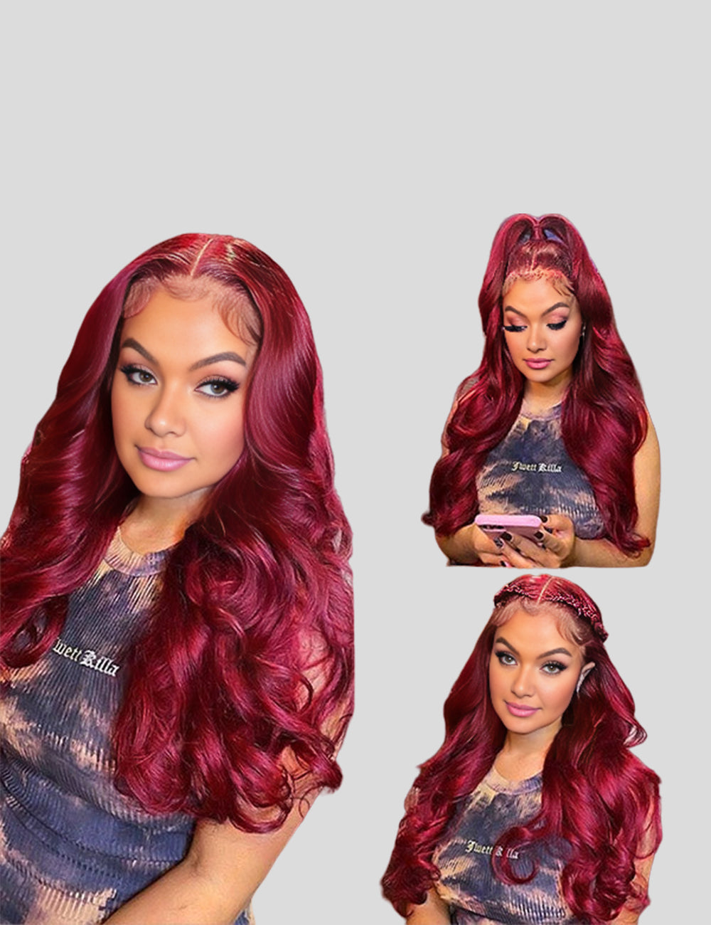Burgundy Lace Front Wigs 99J Body Wave Wear and Go Wig Colored Glueless Human Hair Wig Invisible Knots Pre Plucked-2