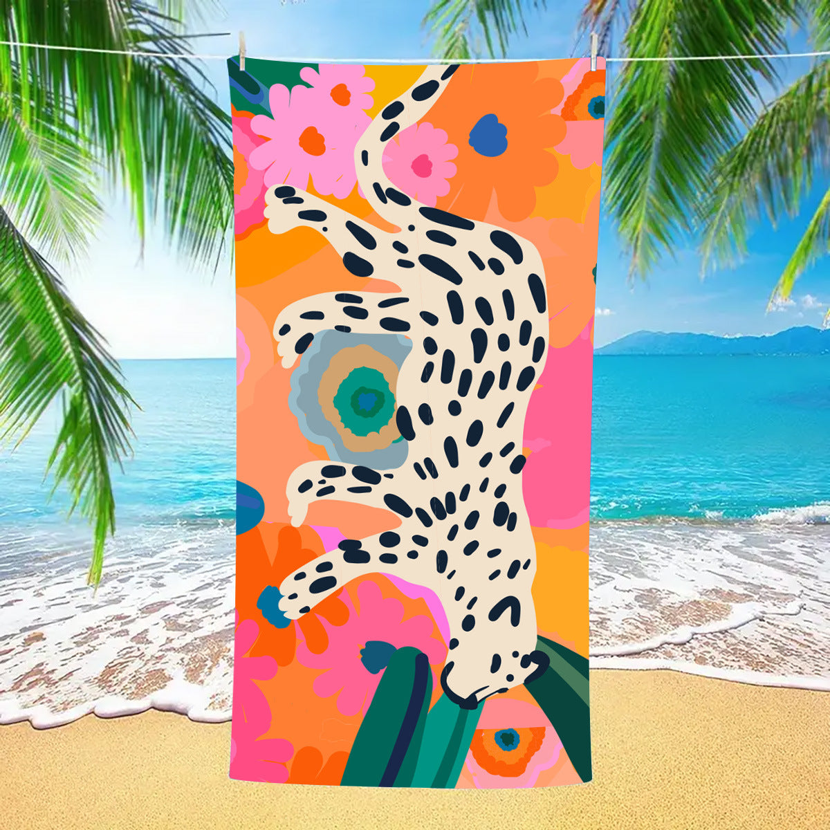 Cheetah Double-Sided Fleece Beach Towel Can Protect Against The Sun | PRUSES