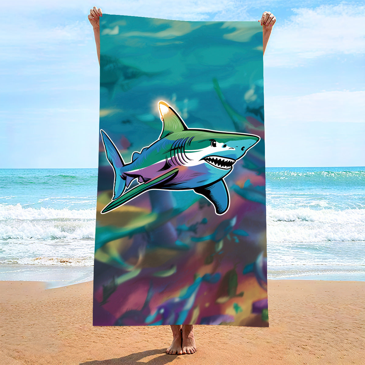 Colored_Shark_Double-Faced_Fleece_Beach_Towel_PRUSES_7