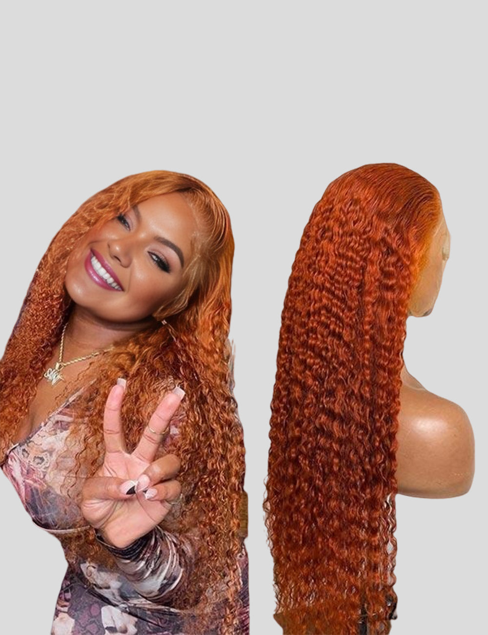 Colored Wigs Ginger Orange Lace Front Pre Bleached Wigs Curly Human Hair Wigs HD Lace Frontal Wigs-3