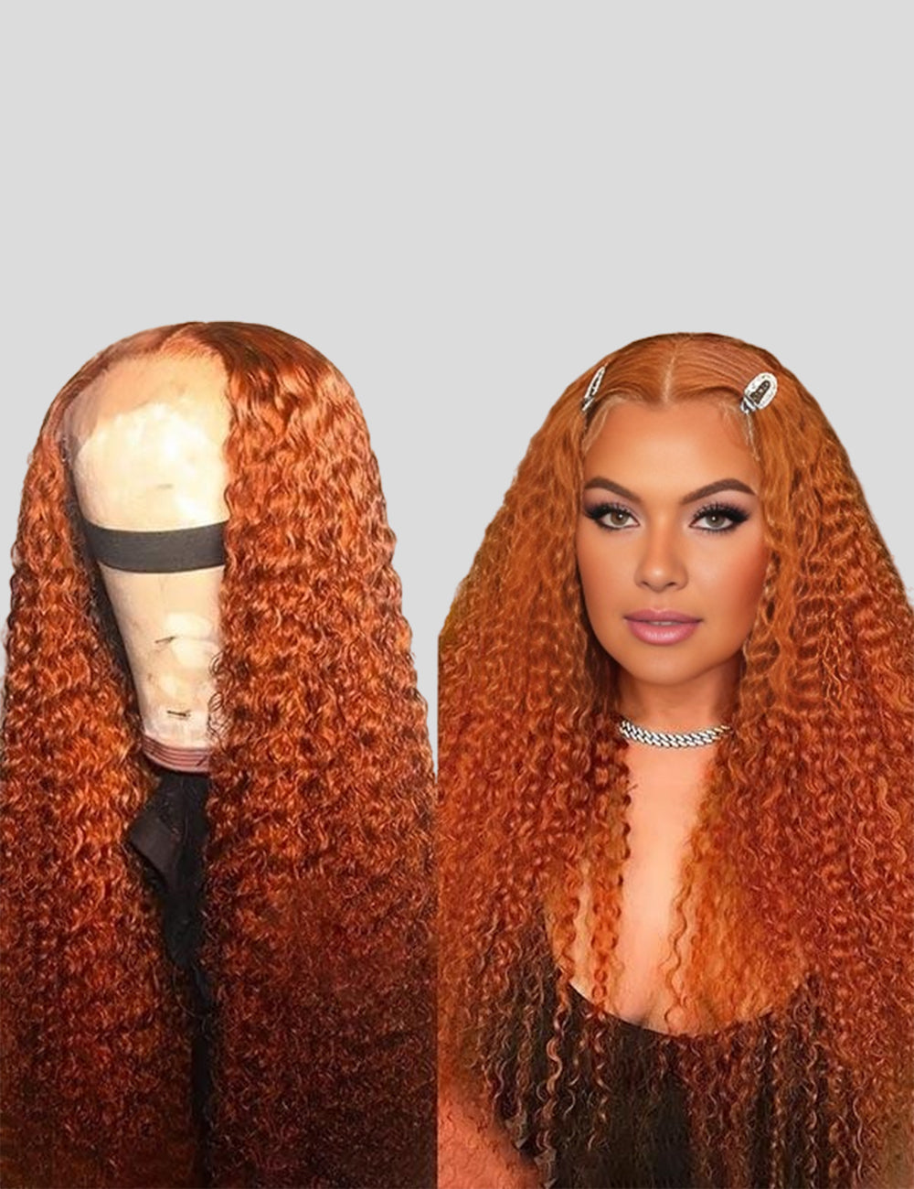 Colored Wigs Ginger Orange Lace Front Pre Bleached Wigs Curly Human Hair Wigs HD Lace Frontal Wigs