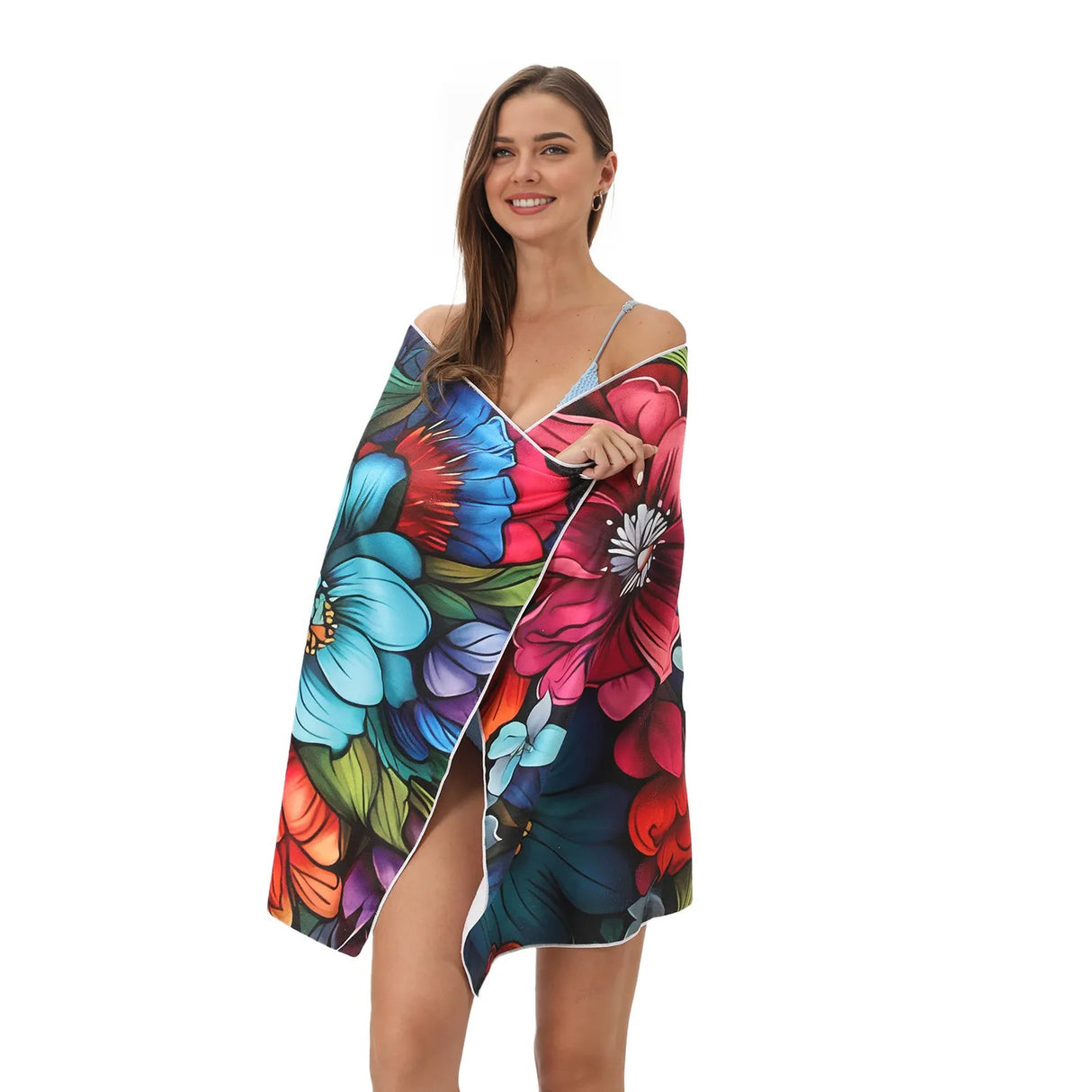 Colorful Flower Microfiber Absorbent Towel Beach Towel | PRUSES-2