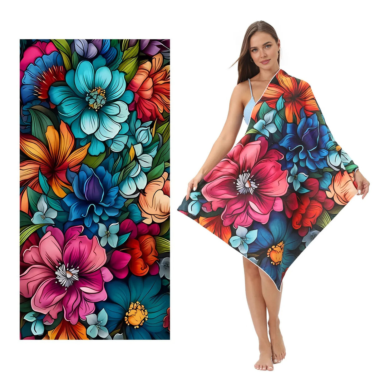 Colorful Flower Microfiber Absorbent Towel Beach Towel | PRUSES-3