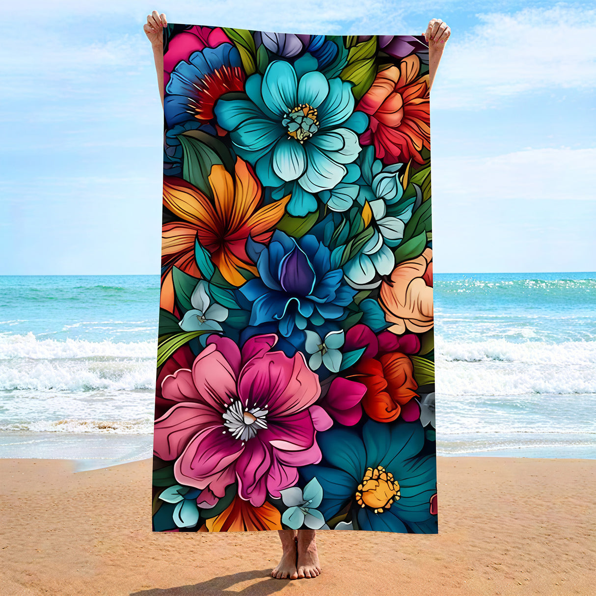 Colorful Flower Microfiber Absorbent Towel Beach Towel | PRUSES