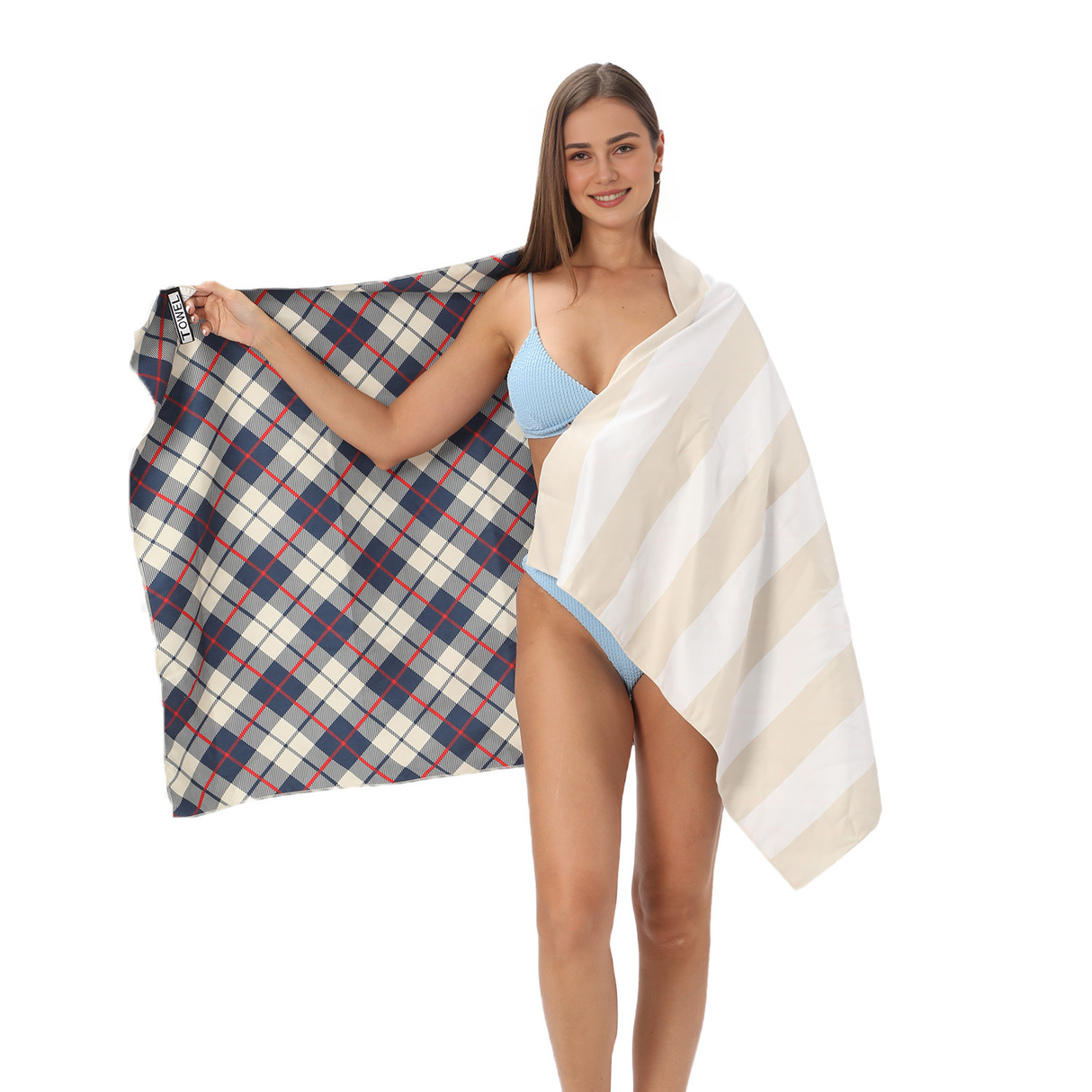 Colorful Striped Double-faced Fleece Reversible Quick-drying Beach Towel | PRUSES-1
